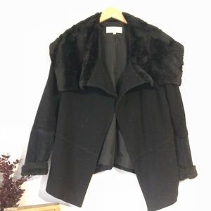 BB Dakota Faux Fur Collar Wool Coat